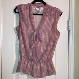 Max Studio - Tie Bow - Sleeveless - Printed Blouse - Size Medium - EUC